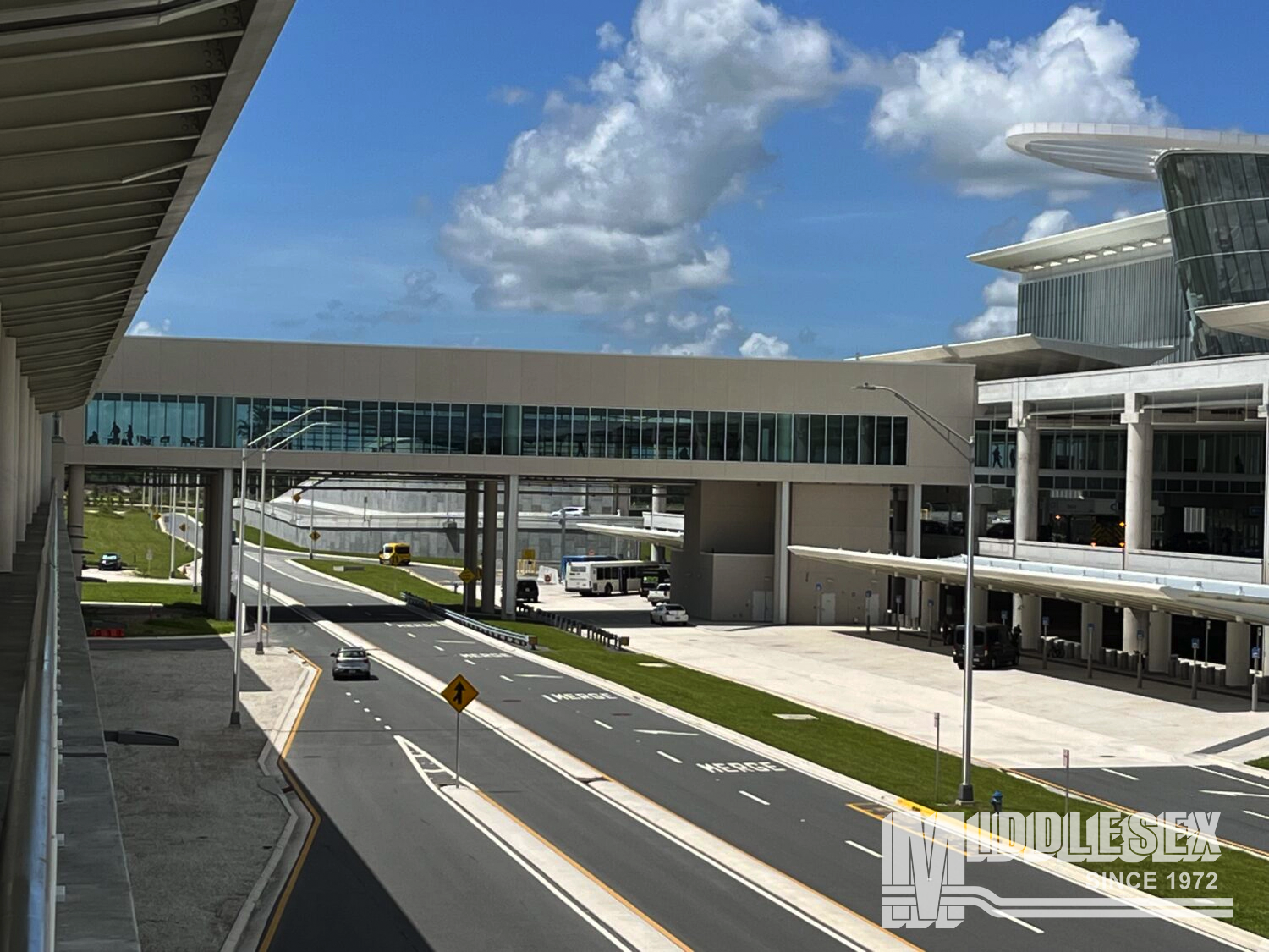 The Middlesex Corporation provided construction services for the enplane/deplane and pedestrian bridges at Orlando International Airport.